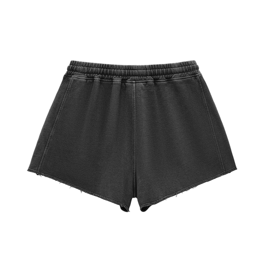 HER Washed Raw Edge Drawstring Shorts