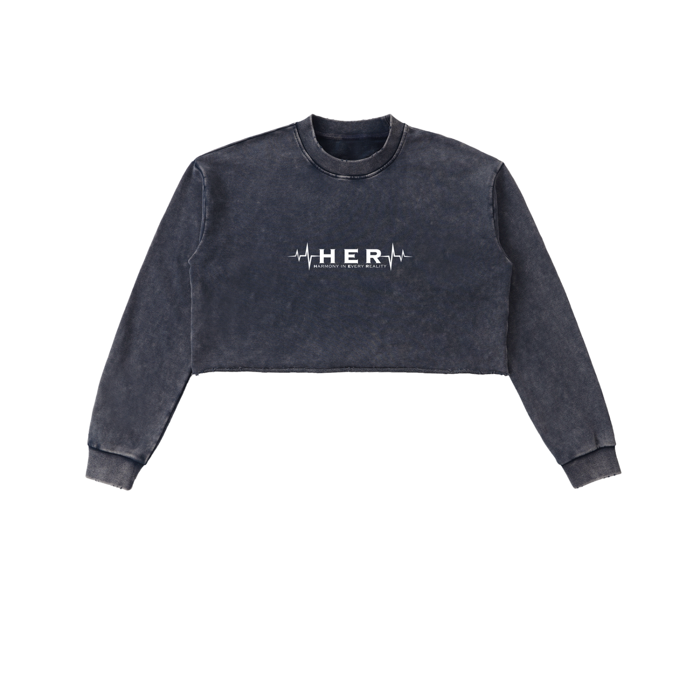 HER Washed Raw Edge Cropped Sweatshirt