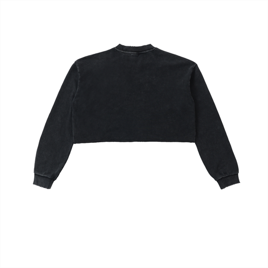 HER Washed Raw Edge Cropped Sweatshirt