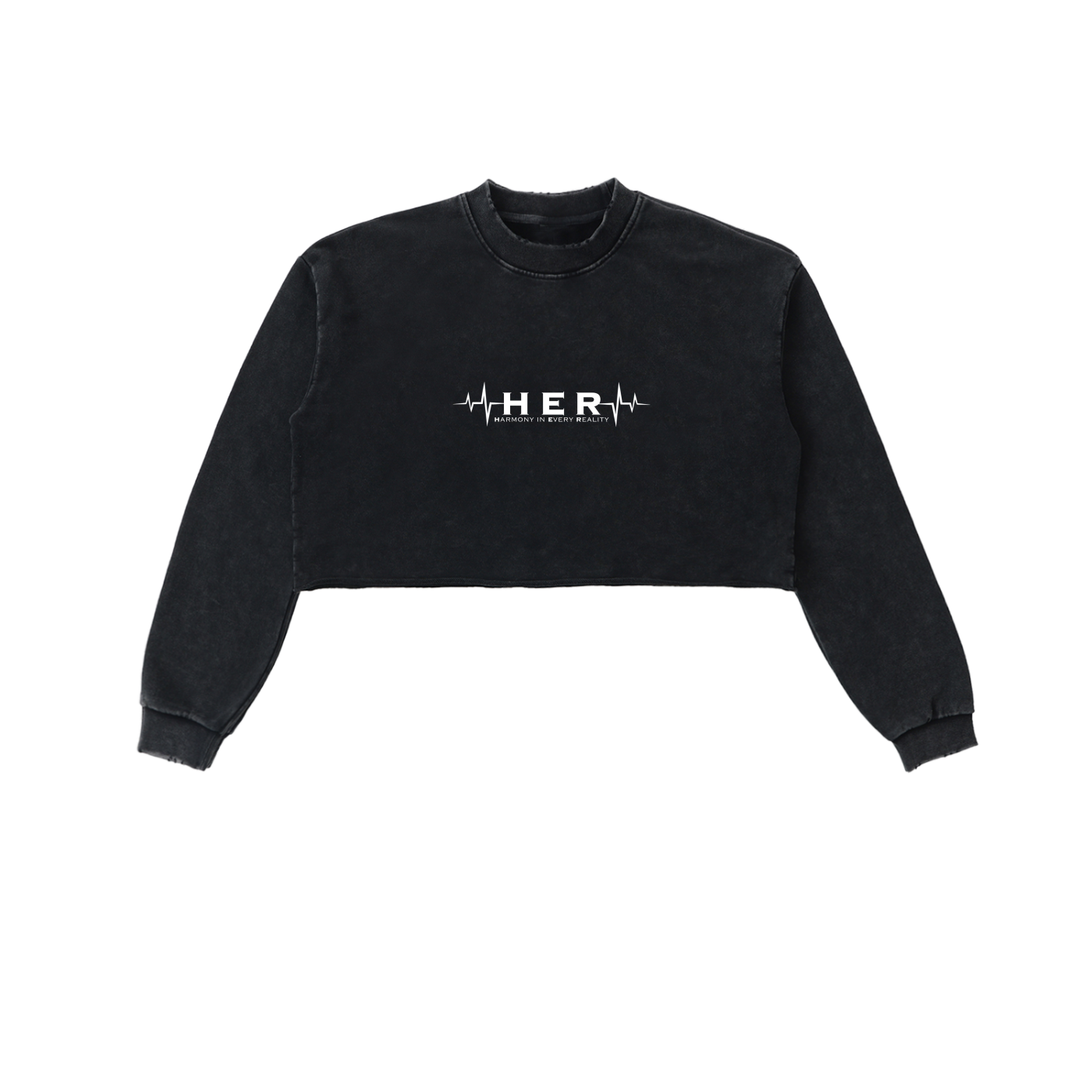 HER Washed Raw Edge Cropped Sweatshirt