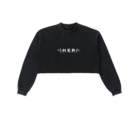 HER Washed Raw Edge Cropped Sweatshirt