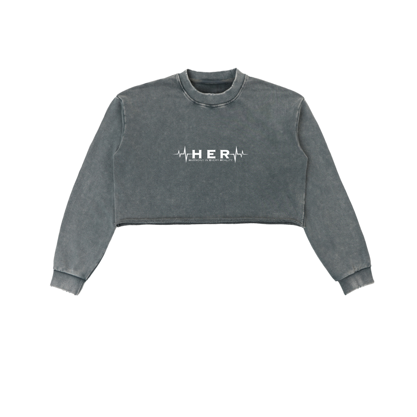 HER Washed Raw Edge Cropped Sweatshirt